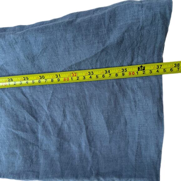 Lenok Len Ok 3/4 Sleeve 100% Linen Blue Tunic V Neck Dress w Pockets Size XS - Picture 4 of 6